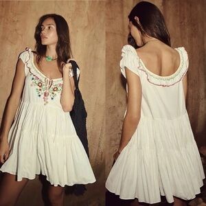 Free People Embroidered White Dress Size S